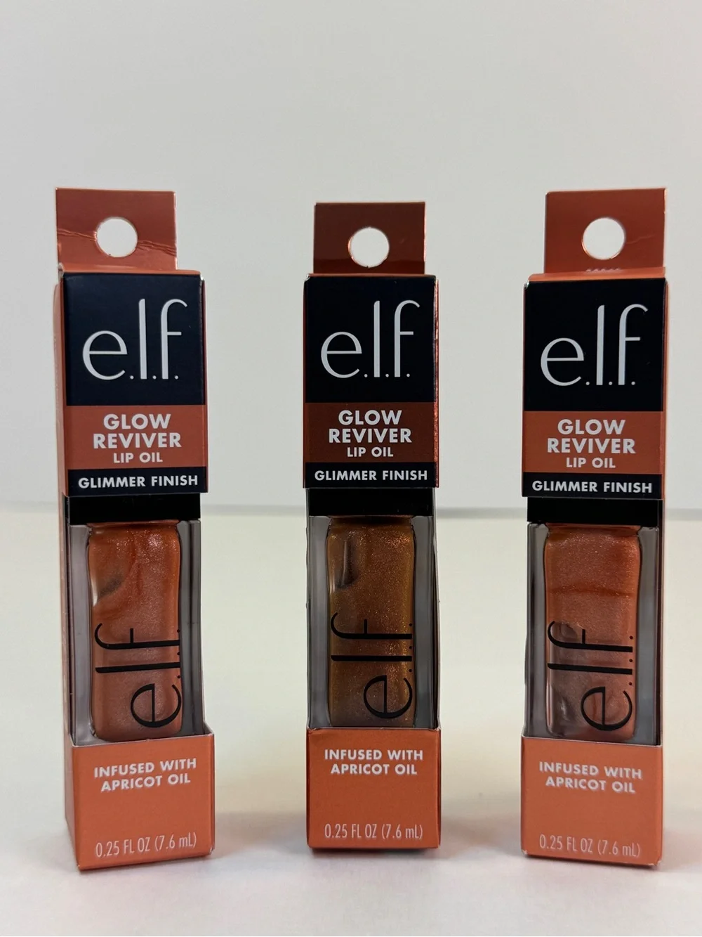 LOT OF 3 e.l.f. Glow Reviver Lip Oil GLIMMER 1 Chocoluxe & 2 Super-Neutral